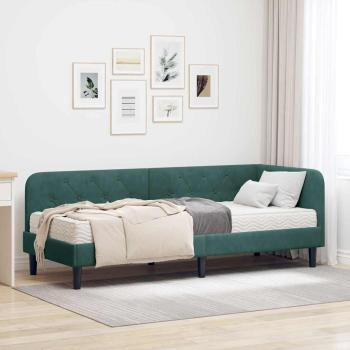 ARDEBO.de - Eckbettgestell Dunkelgrün 80 x 200 cm Samt