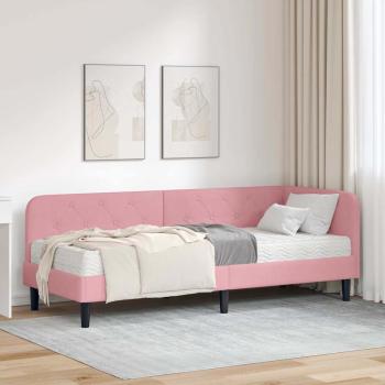 ARDEBO.de - Eckbettgestell Rosa 80 x 200 cm Samt