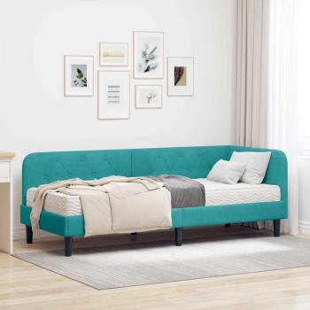 ARDEBO.de - Eckbettgestell Türkis 80 x 200 cm Samt