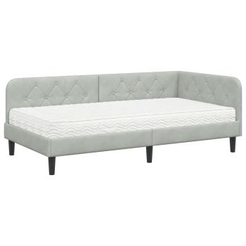 Eckbettgestell Hellgrau 90 x 190 cm Samt