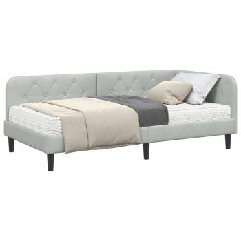 Eckbettgestell Hellgrau 90 x 190 cm Samt
