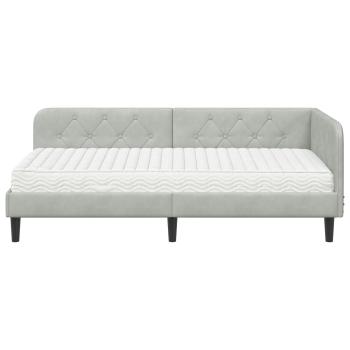 Eckbettgestell Hellgrau 90 x 190 cm Samt