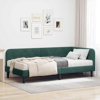 ARDEBO.de - Eckbettgestell Dunkelgrün 90 x 190 cm Samt