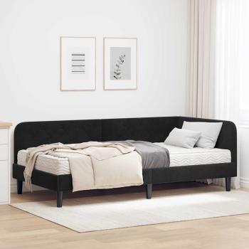 ARDEBO.de - Eckbettgestell Schwarz 90 x 190 cm Samt