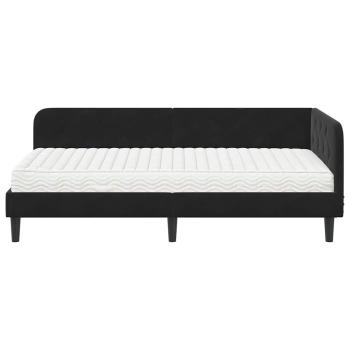 Eckbettgestell Schwarz 90 x 190 cm Samt
