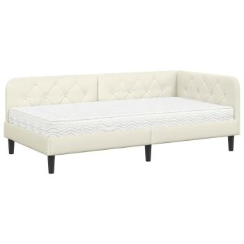 Eckbettgestell Creme 90 x 190 cm Samt