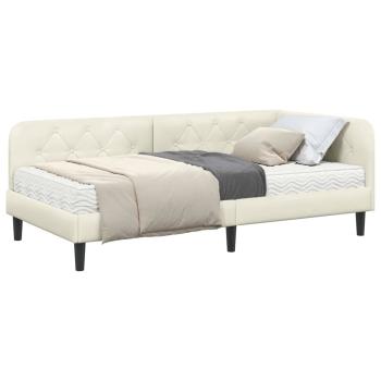 Eckbettgestell Creme 90 x 190 cm Samt