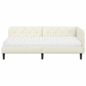 Eckbettgestell Creme 90 x 190 cm Samt