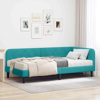 ARDEBO.de - Eckbettgestell Türkis 90 x 190 cm Samt