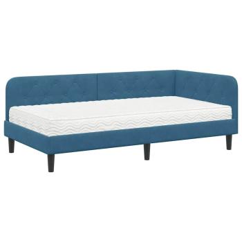 Eckbettgestell Blau 90 x 200 cm Samt