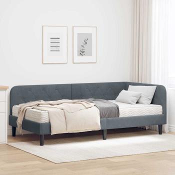 ARDEBO.de - Eckbettgestell Dunkelgrau 100 x 200 cm Samt