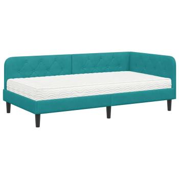 Eckbettgestell Türkis 100 x 200 cm Samt