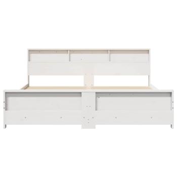 Bettrahmen mit Regal Weiß 200 x 200 cm Massives Kiefernholz