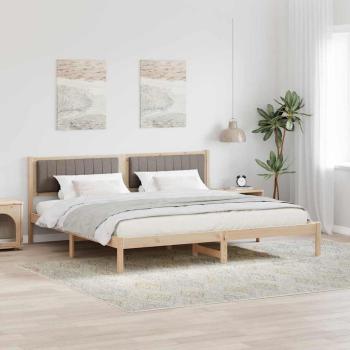ARDEBO.de - Bettrahmen mit Kopfteil Taupe 200 x 200 cm Massives Kiefernholz
