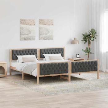 ARDEBO.de - Bettrahmen Dunkelgrau 200 x 200 cm Massives Kiefernholz