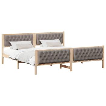 Bettrahmen mit Kopfteil Taupe 200 x 200 cm Massives Kiefernholz