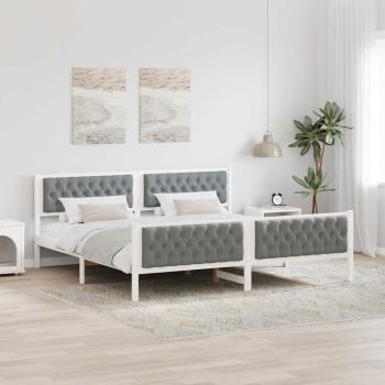 ARDEBO.de - Bettrahmen Hellgrau 200 x 200 cm Massives Kiefernholz
