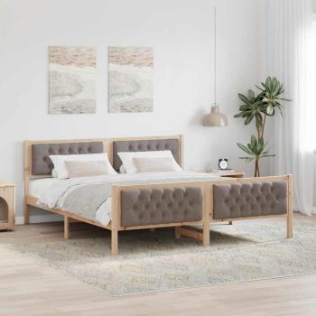 ARDEBO.de - Bettrahmen mit Kopfteil Taupe 180 x 200 cm Massives Kiefernholz