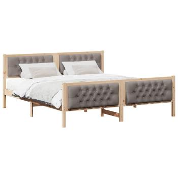 Bettrahmen mit Kopfteil Taupe 180 x 200 cm Massives Kiefernholz