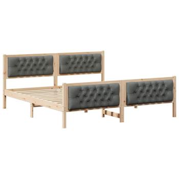 Bettrahmen Dunkelgrau 160 x 200 cm Massives Kiefernholz