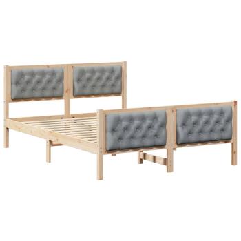 Bettrahmen Hellgrau 150 x 200 cm Massives Kiefernholz