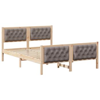 Bettrahmen mit Kopfteil Taupe 150 x 200 cm Massives Kiefernholz