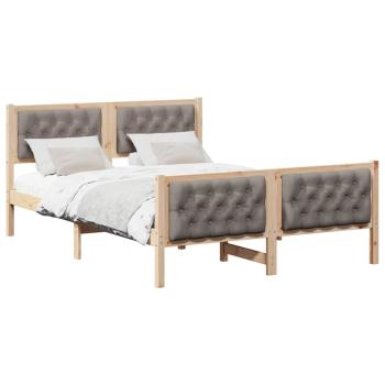 Bettrahmen mit Kopfteil Taupe 150 x 200 cm Massives Kiefernholz
