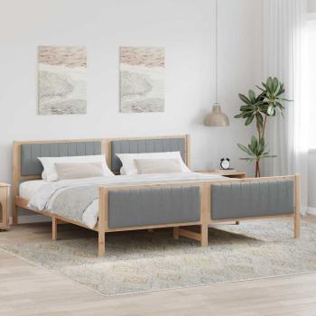 ARDEBO.de - Bettgestell Braun und hellgrau 200 x 200 cm Massivholz Kiefer