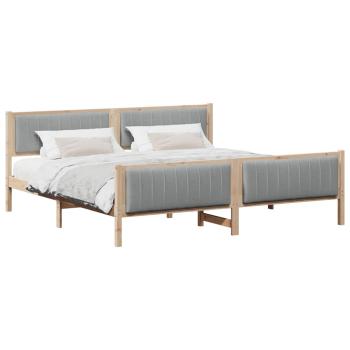 Bettgestell Braun und hellgrau 200 x 200 cm Massivholz Kiefer