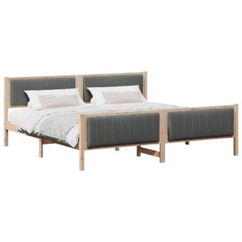 Bettgestell Braun und Dunkelgrau 200 x 200 cm Massivholz Kiefer