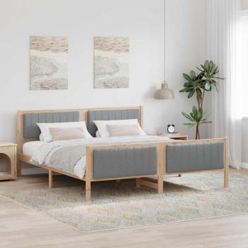 ARDEBO.de - Bettgestell Braun und Hellgrau 180 x 200 cm Massivholz Kiefer