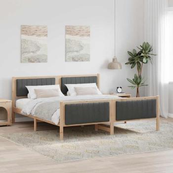 ARDEBO.de - Bettgestell Braun und Dunkelgrau 180 x 200 cm Massivholz Kiefer