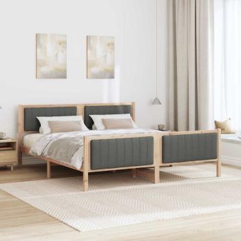 Bettgestell Braun und Dunkelgrau 180 x 200 cm Massivholz Kiefer