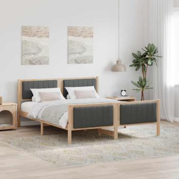 ARDEBO.de - Bettgestell Braun und Dunkelgrau 160 x 200 cm Massivholz Kiefer