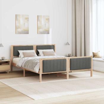 Bettgestell Braun und Dunkelgrau 160 x 200 cm Massivholz Kiefer