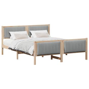 Bettgestell Braun und Hellgrau 150 x 200 cm Massivholz Kiefer