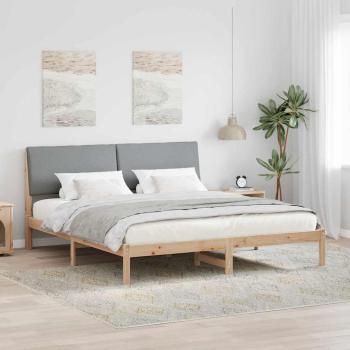 ARDEBO.de - Bettgestell Braun und Hellgrau 200 x 200 cm Massivholz Kiefer