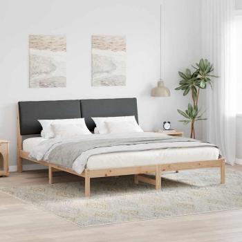 ARDEBO.de - Bettgestell Braun und Dunkelgrau 200 x 200 cm Massivholz Kiefer