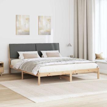 Bettgestell Braun und Dunkelgrau 200 x 200 cm Massivholz Kiefer