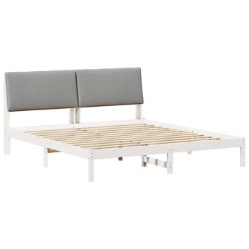 Bettgestell Weiß und Hellgrau 200 x 200 cm Massivholz Kiefer