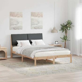 ARDEBO.de - Bettgestell Braun und Dunkelgrau 150 x 200 cm Massivholz Kiefer