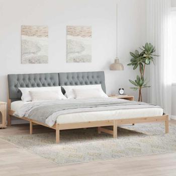 ARDEBO.de - Bettgestell mit gepolstertem Kopfteil Braun 200 x 200 cm