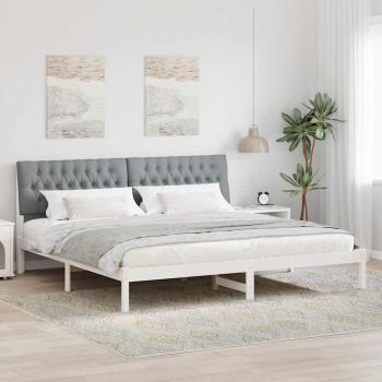 ARDEBO.de - Bettgestell mit gepolstertem Kopfteil Weiß 200 x 200 cm