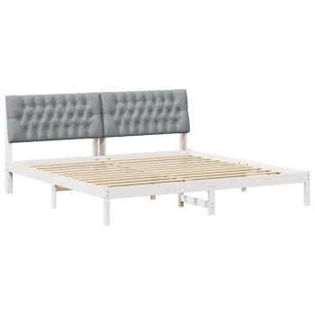 Bettgestell mit gepolstertem Kopfteil Weiß 200 x 200 cm