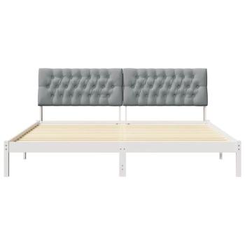 Bettgestell mit gepolstertem Kopfteil Weiß 200 x 200 cm