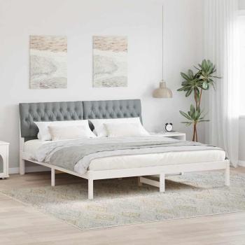 ARDEBO.de - Bettgestell mit gepolstertem Kopfteil Weiß 180 x 200 cm