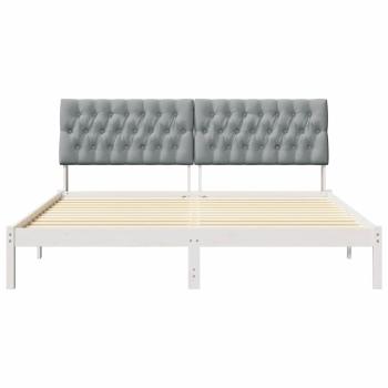 Bettgestell mit gepolstertem Kopfteil Weiß 180 x 200 cm