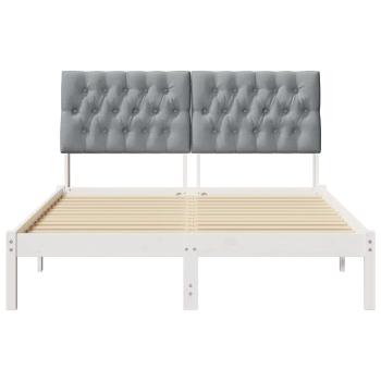 Bettgestell mit gepolstertem Kopfteil Weiß 150 x 200 cm