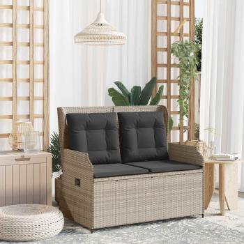 ARDEBO.de - Gartenbank Hellgrau Poly-Rattan