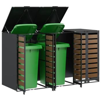 Mülltonnenbox für 3 Behälter Stahl Anthrazit